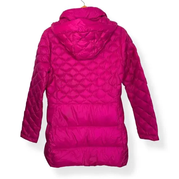 The North Face women’s hot pink Tyndall 550 Down mid-length puffer jacket Medium - Picture 2 of 16